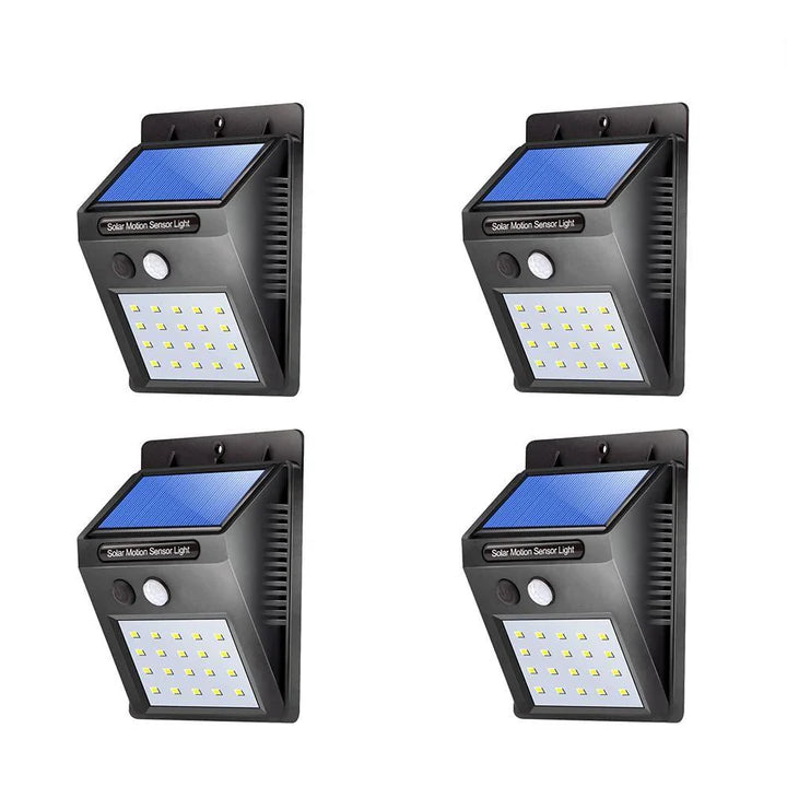 Kit 4 Lampi LED Solare cu Senzor Miscare si Lumina, 30 LED, 6000K, IP Exterior