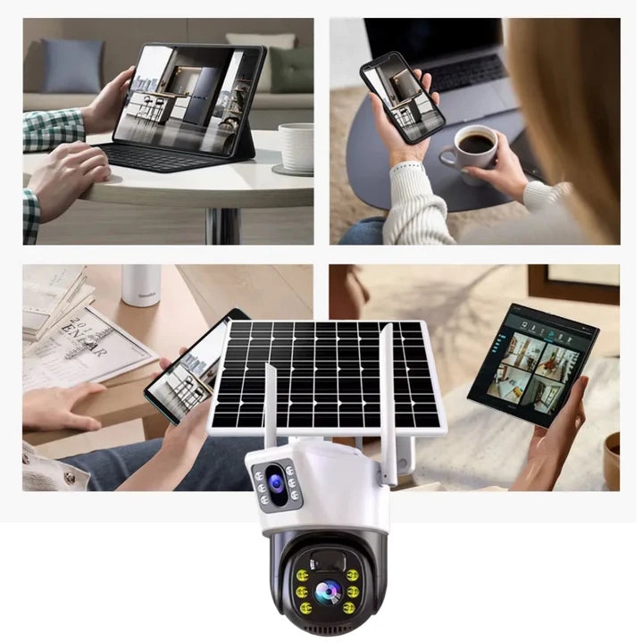 Kit 2 Camere 4G Outdoor cu Panou Solar, Detectie Umana PIR, 6MP 4K HD Rezolutie, Slot Cartela 4G + 2 Carduri 32GB