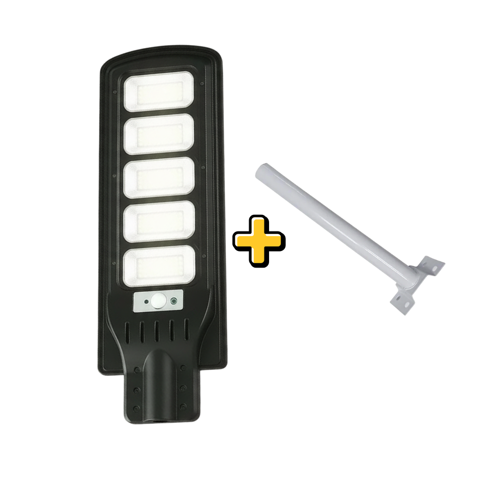 Lampa Solara Exterior 400W LED Alb Rece, Panou Solar, Autonomie 14 Ore, Telecomanda + Suport Metalic