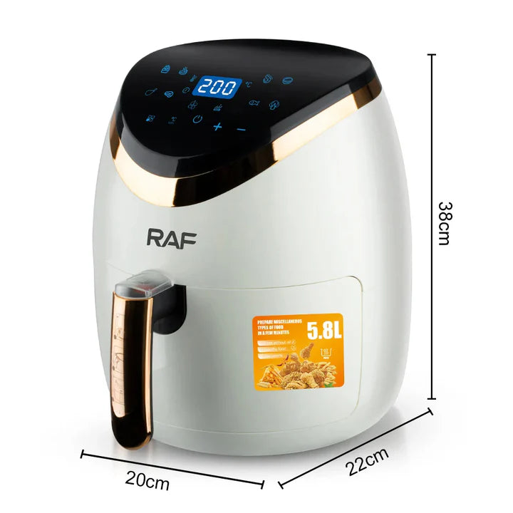 Friteuza Air Fryer RAF - Gatire fara Ulei, Capacitate 6lL, 2400W, Display Touch Screen + SET 100 Hartii de Copt