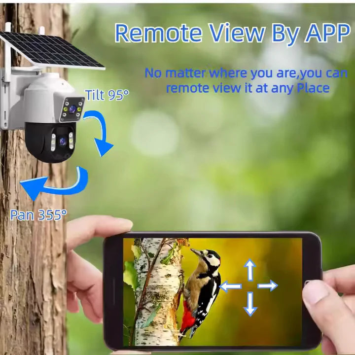 Kit 4 Camere 4G Outdoor cu Panou Solar, Detectie Umana PIR, 6MP 4K HD Rezolutie, Slot Cartela 4G + 4 Carduri 64GB