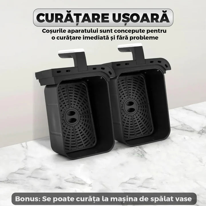 Airfryer Dublu Leihmann - Capacitate 10L, 3000W - Smart Sensing, cu Cantarire Inteligenta + 100 Hartii Copt Cadou