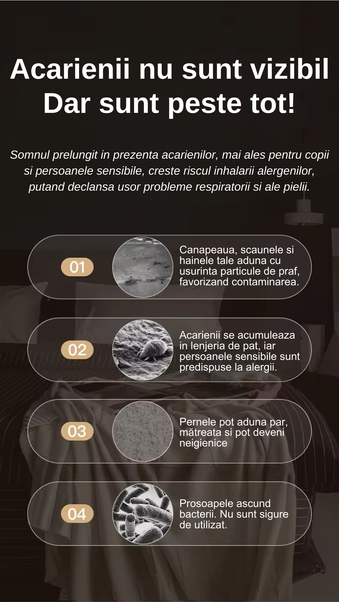 Aspirator de Mana Antiacarieni, 2 in 1, UV, 12000Pa, HEPA, 100w