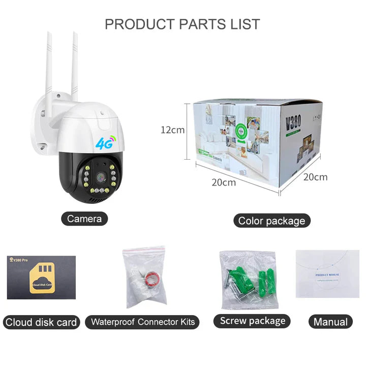 Kit Supraveghere 4 Camere Dasgut 4G, 3MP Audio Bidirectional ,V380 Pro, Suport ONVIF