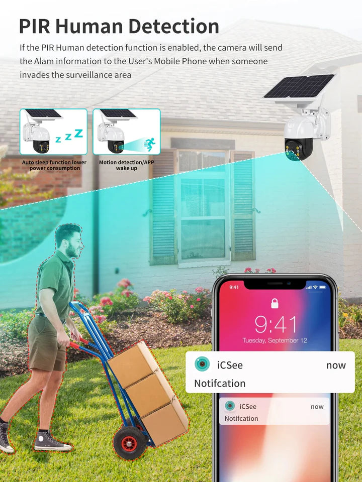 Camera Solar 4G Dasgut 3MP Full HD cu Viziune Nocturna Color si Control Aplicație