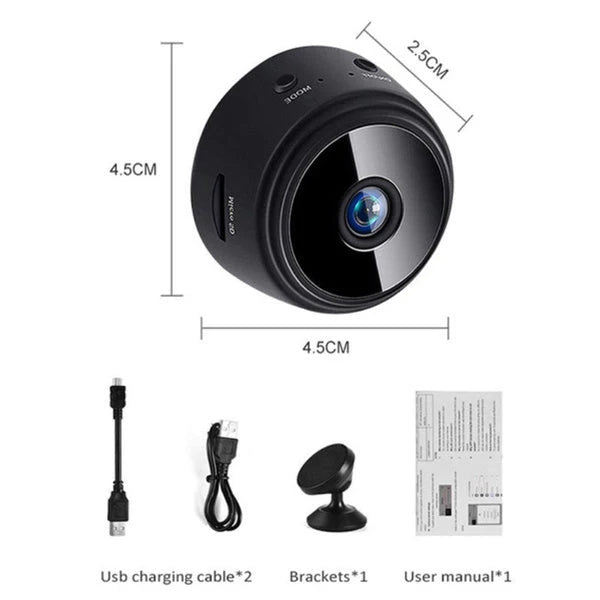 Mini Camera de Supraveghere WiFi 1080p – Discretie, Monitorizare Live si Stocare pe MicroSD, Suport Card 128GB,Vedere Nocturna