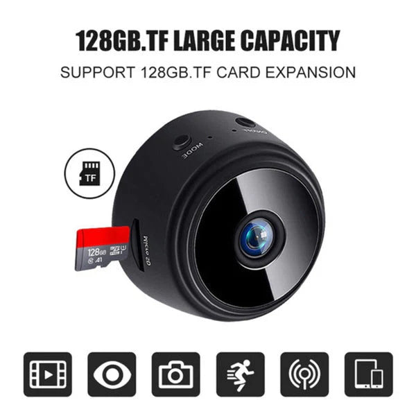 Mini Camera de Supraveghere WiFi 1080p – Discretie, Monitorizare Live si Stocare pe MicroSD, Suport Card 128GB,Vedere Nocturna