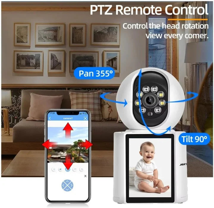 JORTAN Camera 3MP – Apeluri Video, Supraveghere Full HD cu Panoramare 355°, Viziune Nocturnă IR și Audio Bidirecțional