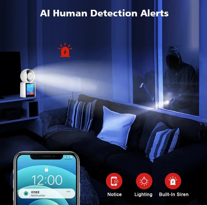 JORTAN Camera 3MP – Apeluri Video, Supraveghere Full HD cu Panoramare 355°, Viziune Nocturnă IR și Audio Bidirecțional