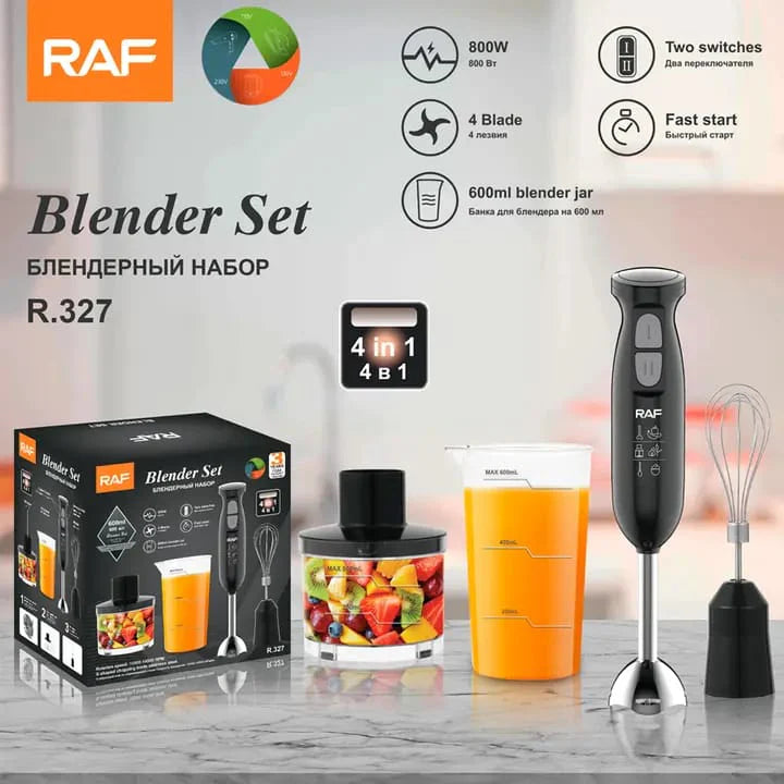 Blender de Mana Multifuncțional 4 în 1 R.327 – 600W, 2 Viteze + Turbo, Garantie 3 Ani