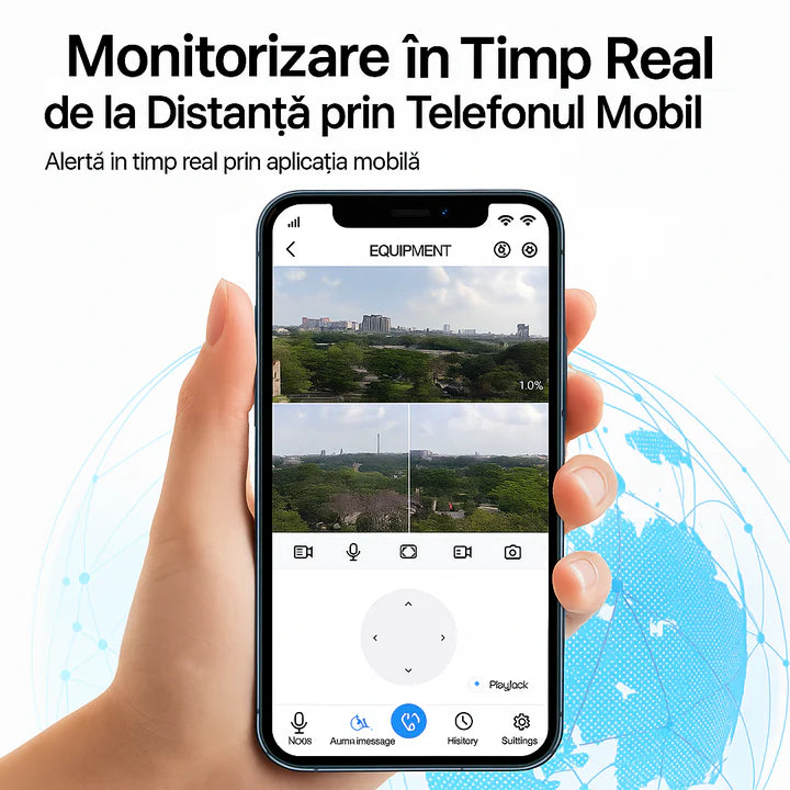 Kit 2 Lampi Solare 450W cu 3 Camere 12MP 4G, aplicatie V380Pro + 2 Carduri 32GB