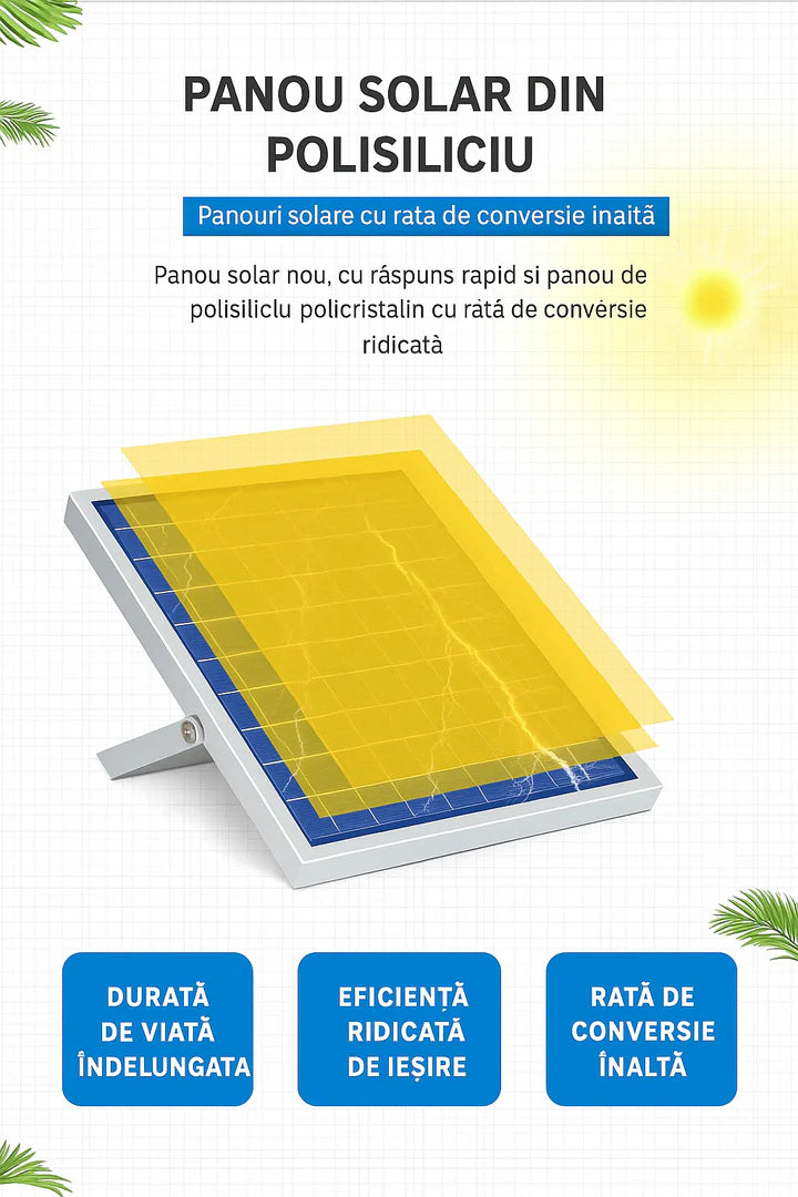 Lampa Solara Exterior 500W cu Panou Fotovoltaic si Telecomanda