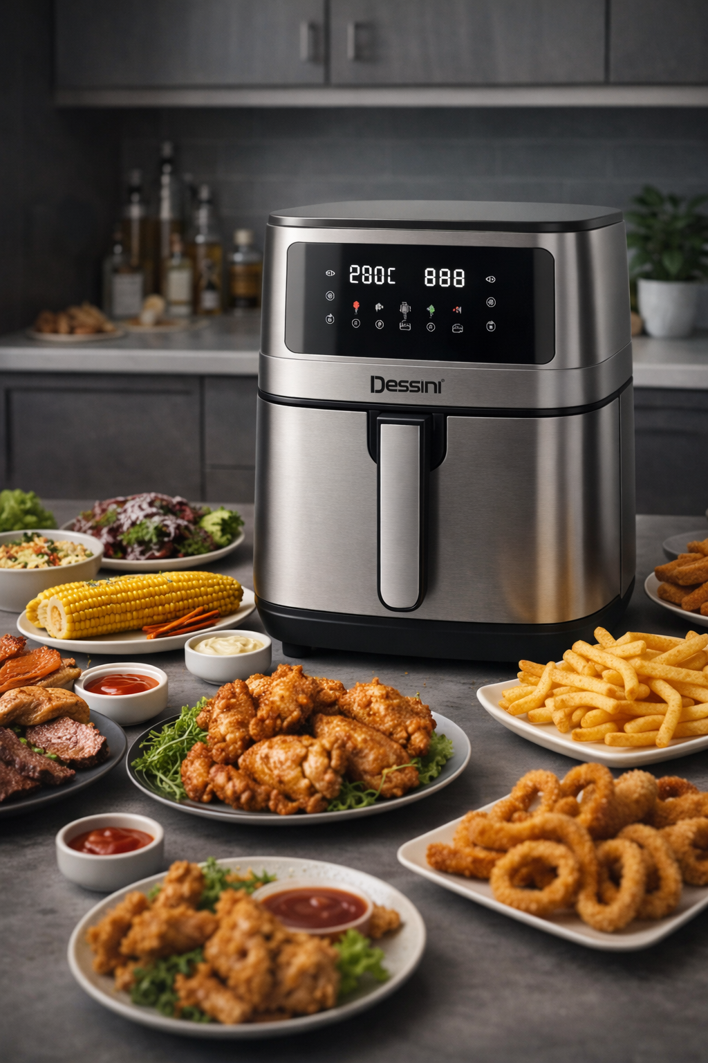 Air Fryer Dessini DS-818D 12.8L 2000W cu Timer Digital si 360° Thermal Cycle, 80-200°C, Timer 60min