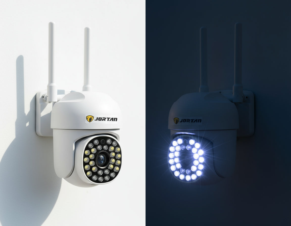 Set 2x Camera de Supraveghere, WiFi JT-8161QJ - Viziune Nocturna 30M, 1080P, Alerta Human-ID cu LED-uri Active