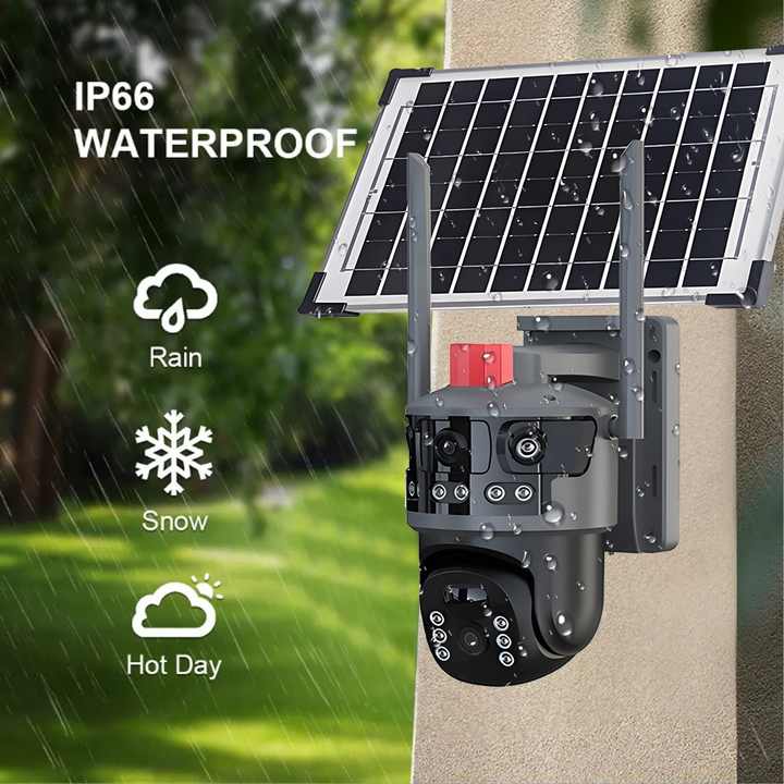 Kit Supraveghere 2 Camere 9MP 3 Lentile cu 2 carduri de 32GB /conectiune cartela 4G /cu Panou Solar