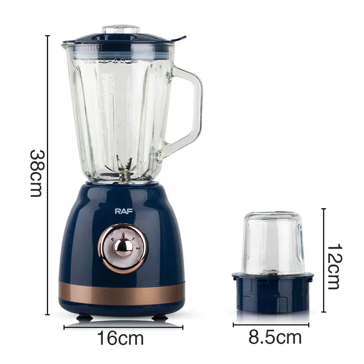 Set Blender 2 în 1 – 1000W, Vas de Sticla 1.5L, Lame Inoxidabile și Rasnita, Albastru