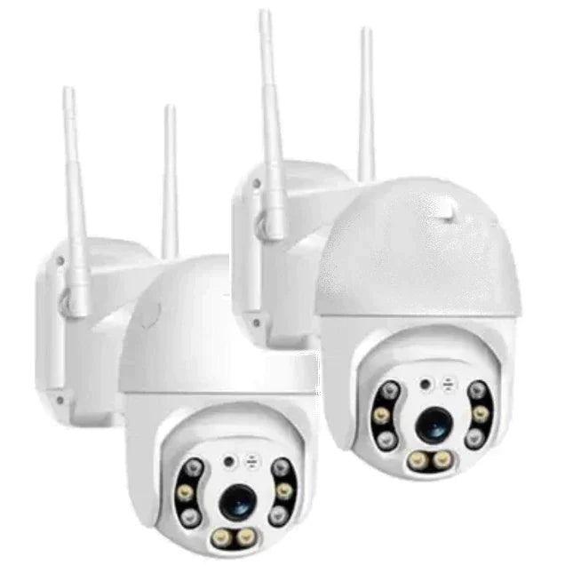 Kit Supraveghere IP WiFi 2 Camere 2MP Full HD Detectie Umana si Viziune Nocturna, 360° Pan-Tilt + 2 Carduri 64GB