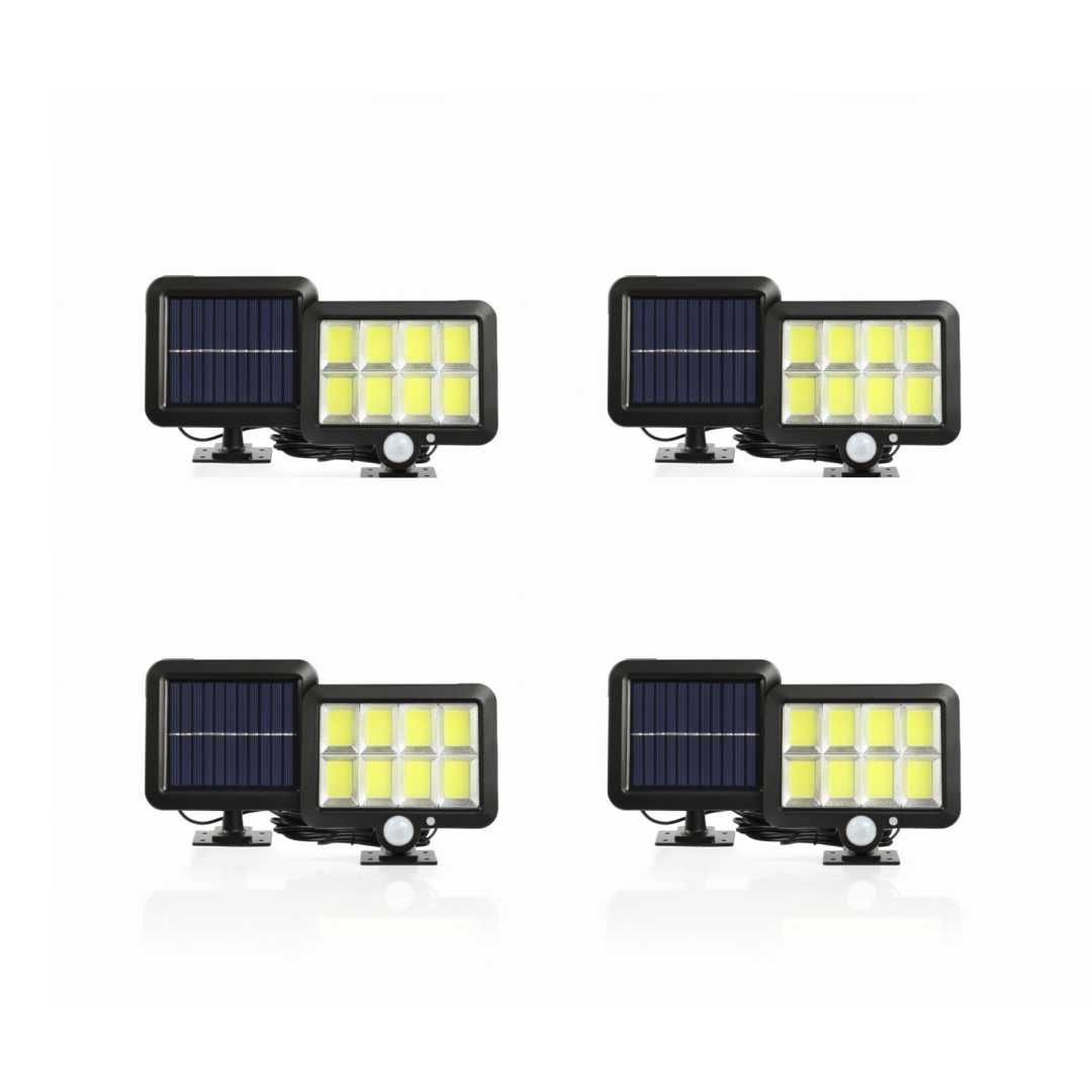 Kit 4 Lampi Solare 100 LED COB 100W, Senzor de Miscare IP65, Incarcare Solara,Rezistenta la Apa