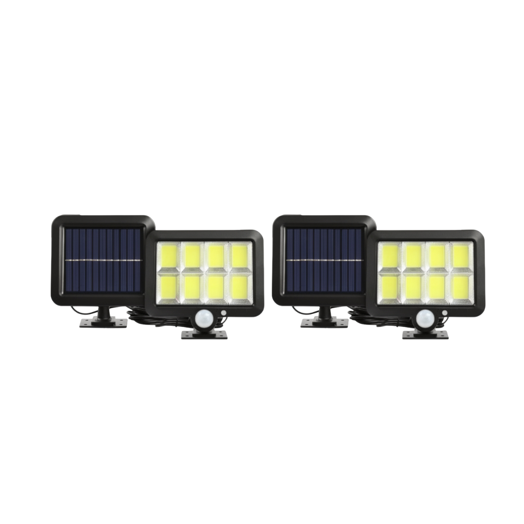 Kit 2 Lampi Solare 100 LED COB 100W, Senzor de Miscare IP65, Incarcare Solara,Rezistenta la Apa