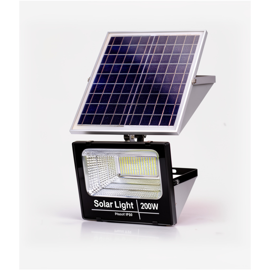 Lampa Solara Exterior 200W cu Panouri Policristaline si Telecomanda