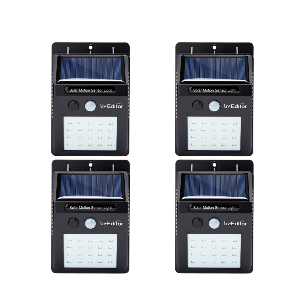 Kit 4 Lampi LED Solare cu Senzor Miscare si Lumina, 30 LED, 6000K, IP Exterior