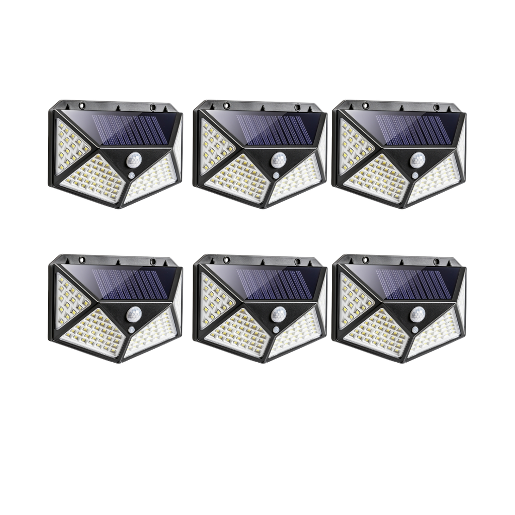 Kit 6 Lampi Solare LED Exterior 100 LED, 270° cu Senzor Miscare
