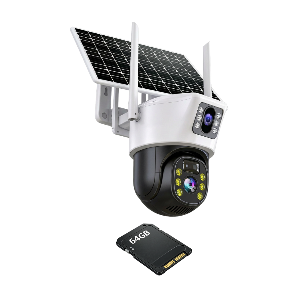 Camera 4G Outdoor cu Panou Solar, Detectie Umana PIR, 6MP 4K HD Rezolutie, Slot Cartela 4G + Card 64GB