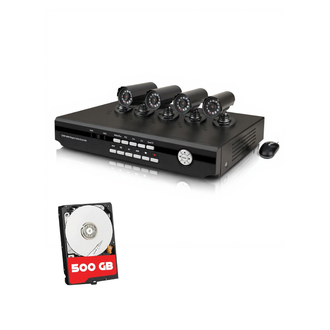 Sistem Monitorizare Video JORTAN 4 Camere IR Full HD cu Acces Mobil Live Preview + Hard 500GB