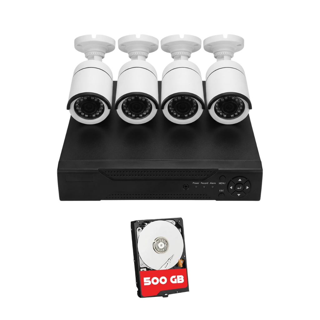 Kit CCTV 4 Camere Exterior/Interior Video JORTAN cu DVR HDMI si Backup USB + Hard Disk 500GB