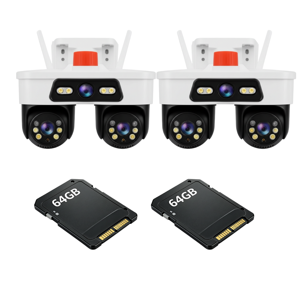 Kit Supraveghere 2 Camere 9MP Jortan 3 Lentile WiFi/LAN /Dual Head PTZ 355° + 2x Card 64GB