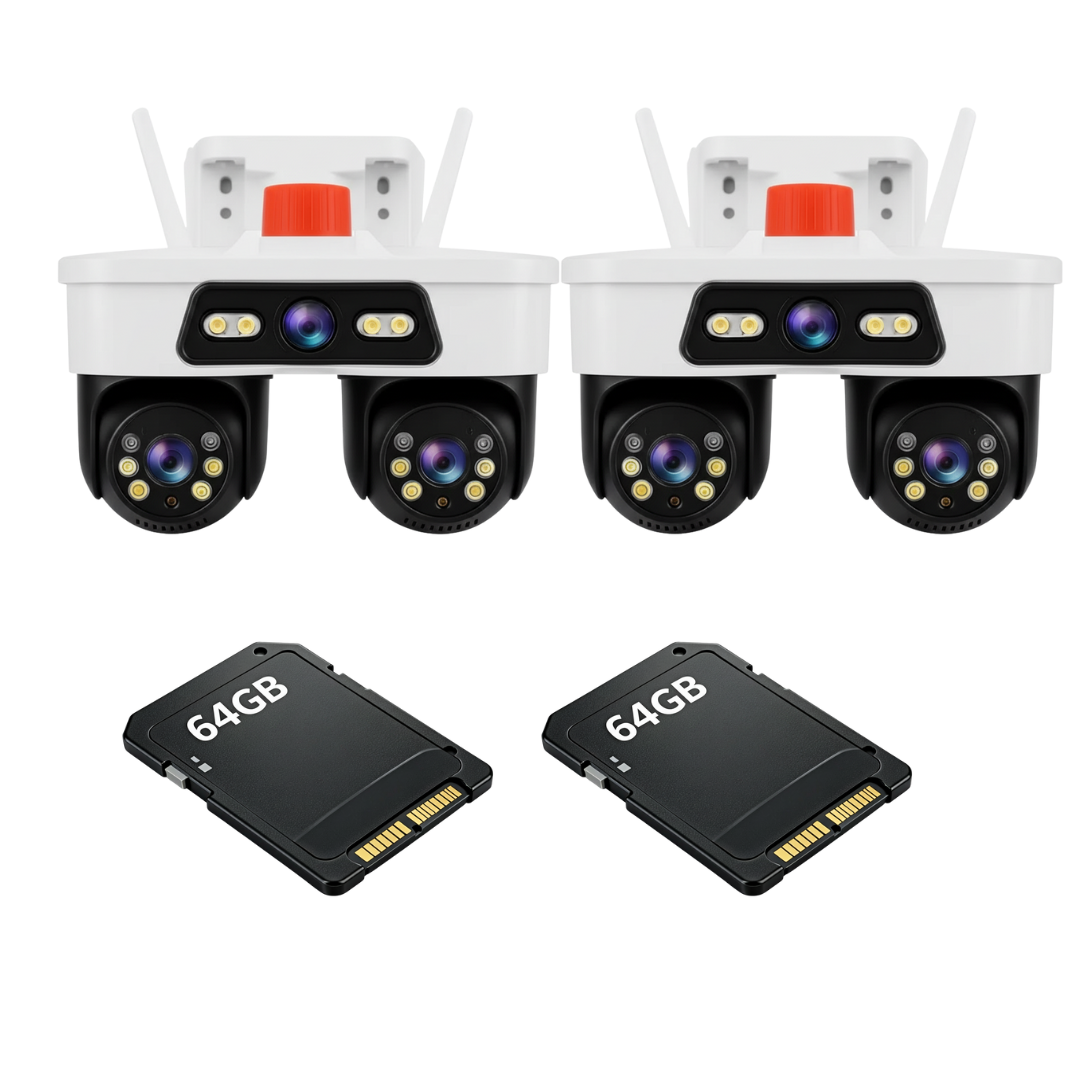 Kit Supraveghere 2 Camere 9MP Jortan 3 Lentile WiFi/LAN /Dual Head PTZ 355° + 2x Card 64GB