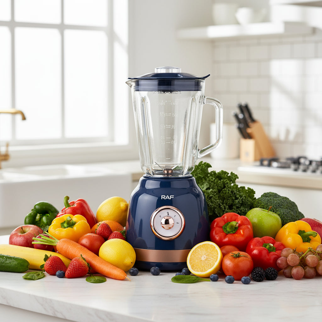 Set Blender 2 în 1 – 1000W, Vas de Sticla 1.5L, Lame Inoxidabile și Rasnita, Albastru