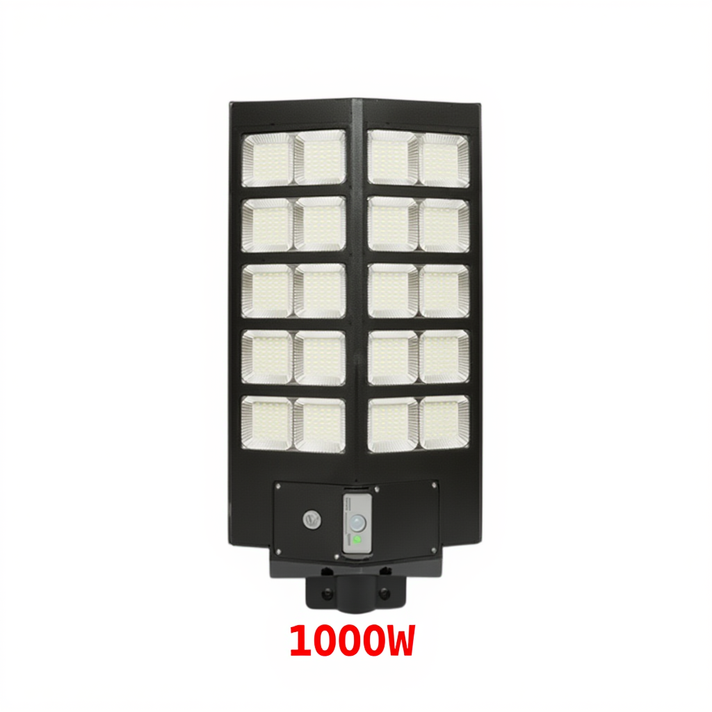 Kit Lampi Solare Stradale Duble – 600W / 800W / 1000W, 480 LED-uri Ultra Luminoase, cu Picior Metalic
