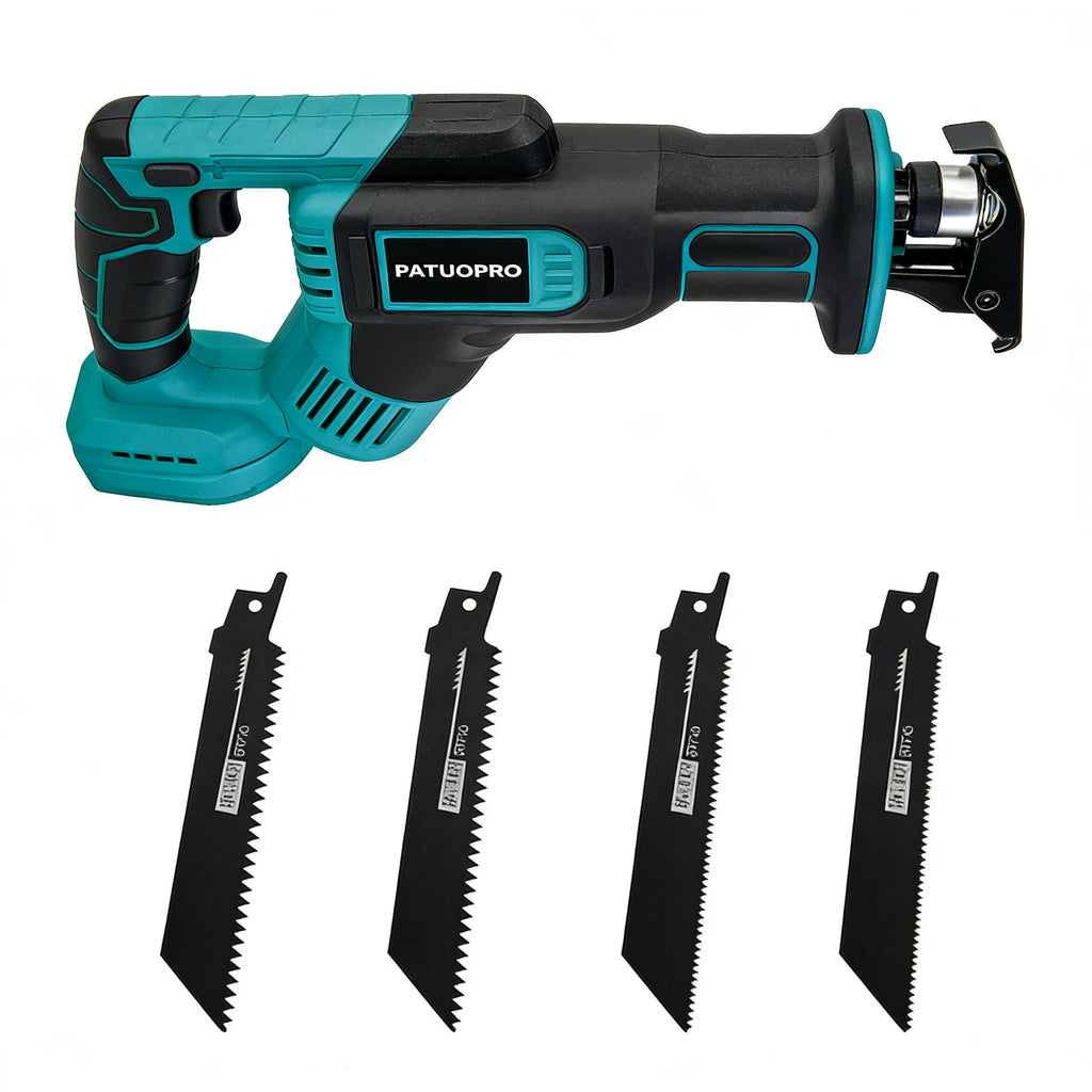 Set Fierastrau Electric Reciproc 36V- 3000 RPM, Pentru Metal/Lemn si 4 Lame Incluse + 2 Acumulatori