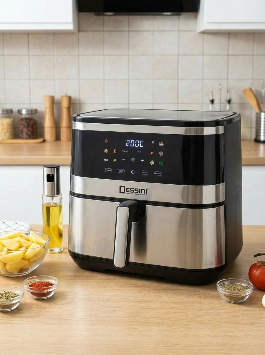 Air Fryer Dessini DS-818D 12.8L 2000W cu Timer Digital si 360° Thermal Cycle, 80-200°C, Timer 60min