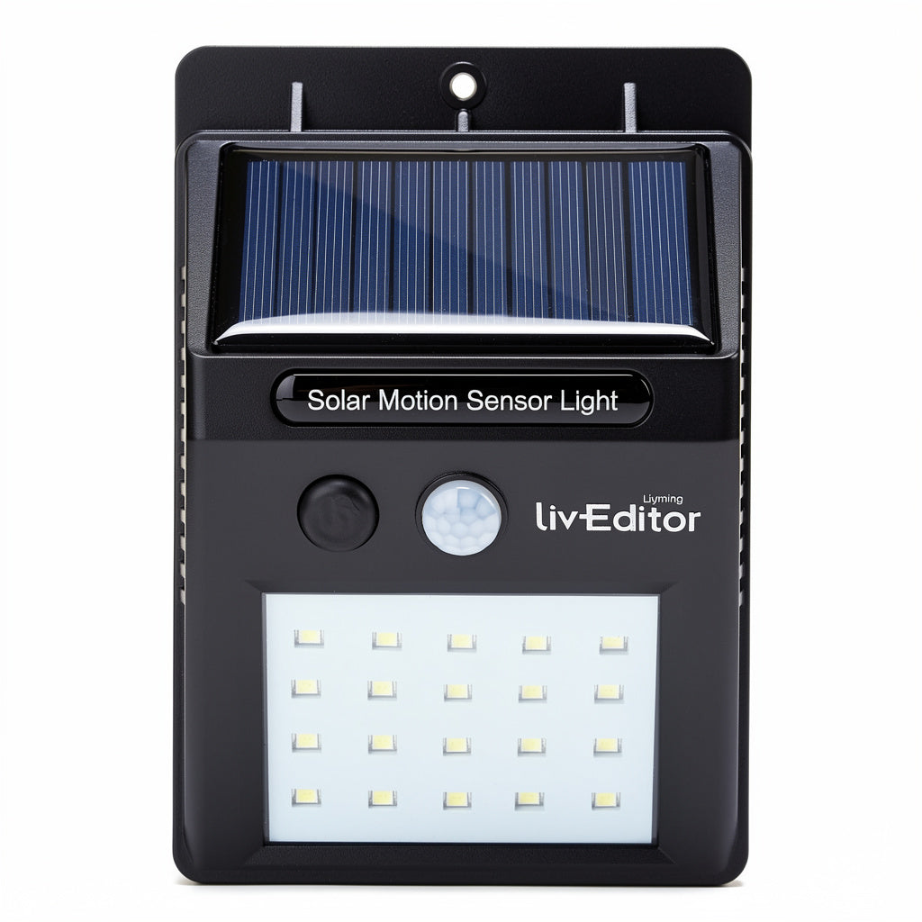 Lampa Solara LED Exterior cu Senzor Miscare si Incarcare Solara, 20 LED 6000K