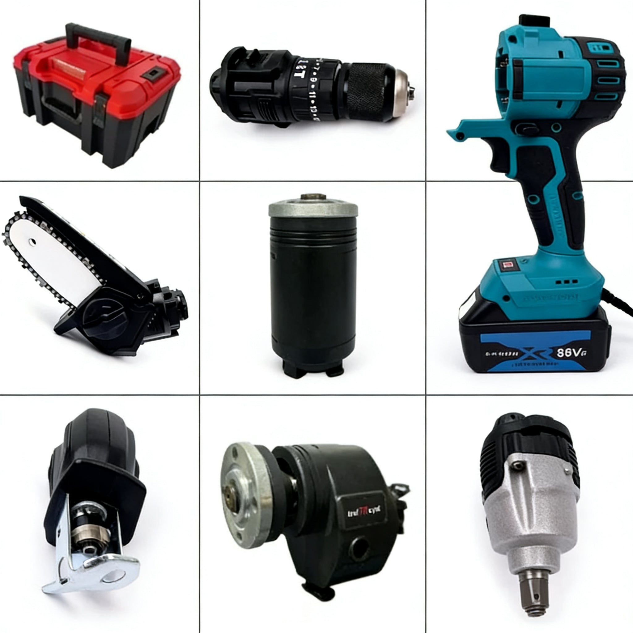 Set Multifunctional 5 in 1 cu Acumulator, Bormasina, Cheie impact, Minidrujba, Fierastrau sabie