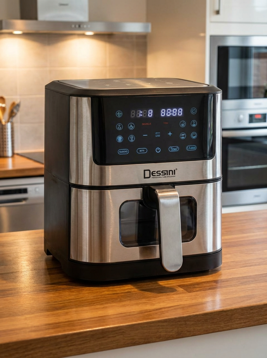 Air Fryer Dessini DS‑811, 8L 1500W, 10 programe cu Ecran Digital si Coș Detașabil, Temperatura Maxima Gatire 200 °C