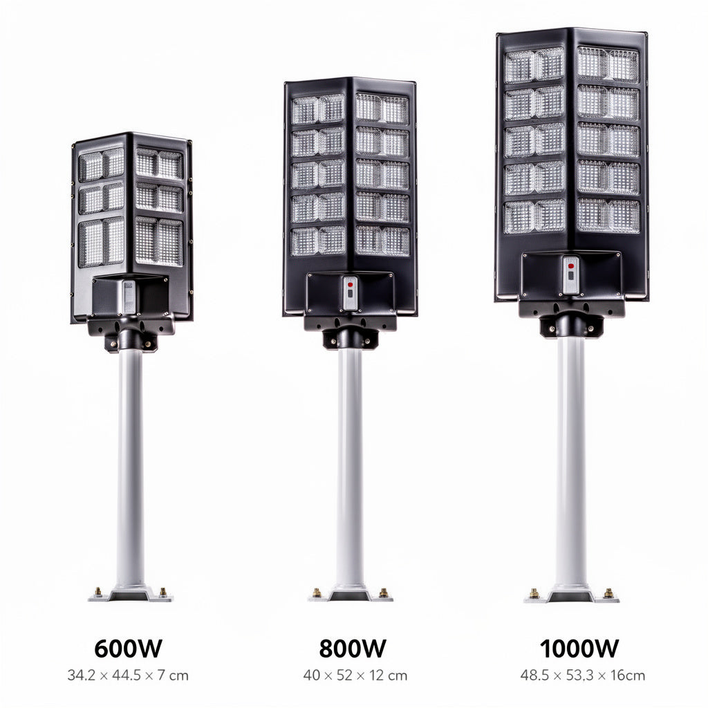 Kit Lampi Solare Stradale Duble – 600W / 800W / 1000W, 480 LED-uri Ultra Luminoase, cu Picior Metalic