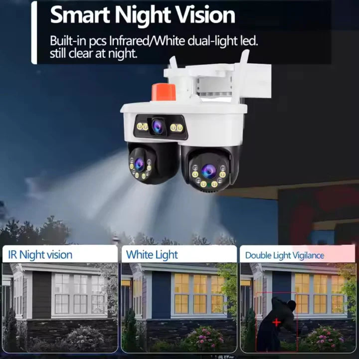 Kit Supraveghere 2 Camere 9MP Jortan 3 Lentile WiFi/LAN /Dual Head PTZ 355°,Viziune Nocturna Color + 2x Card 64GB