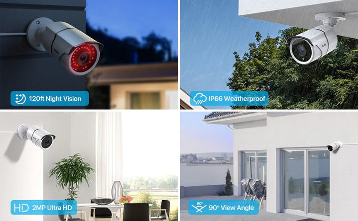 Kit CCTV 4 Camere, HDMI Unghi Larg Full HD Exterior/Interior cu DVR si Acces Mobil Aplicatie Telefon