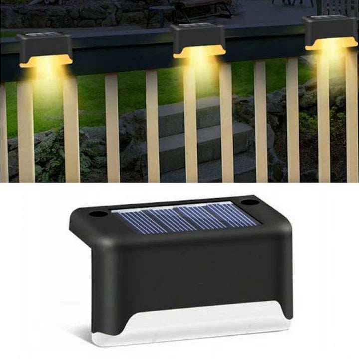 Kit 8 lampi solare pentru trepte si terase LED alb cald IP65, Senzor de Lumina