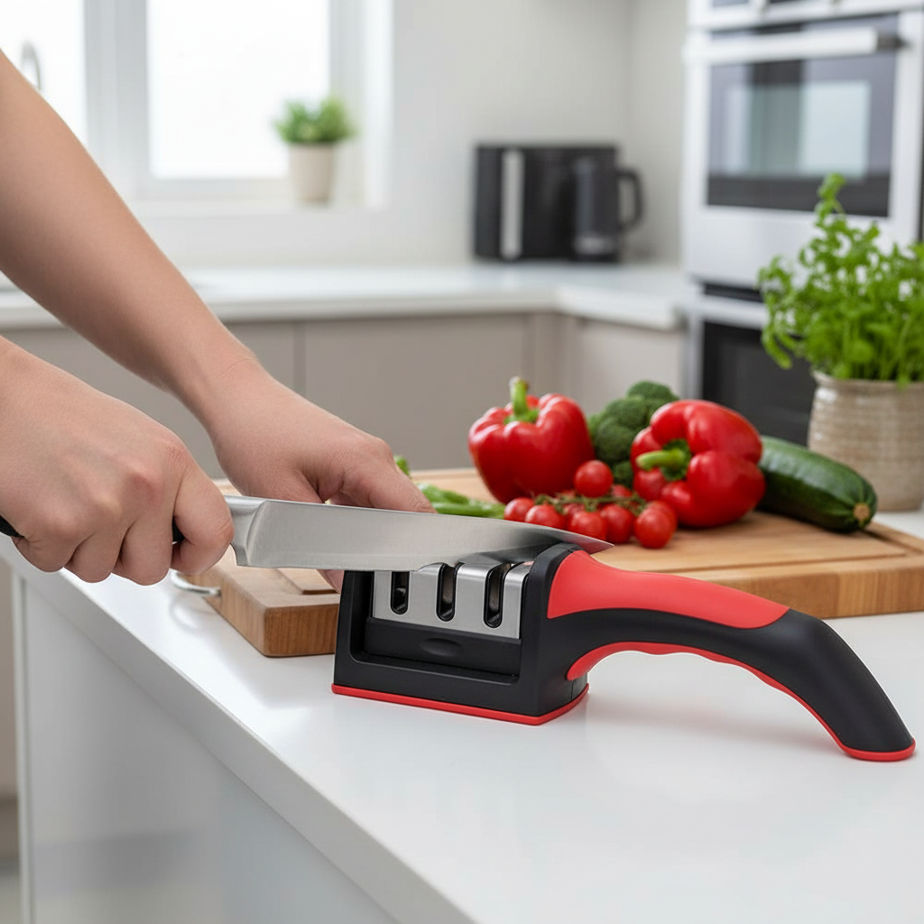 Ascutitor cutite DANGRO in utilizare in bucatarie