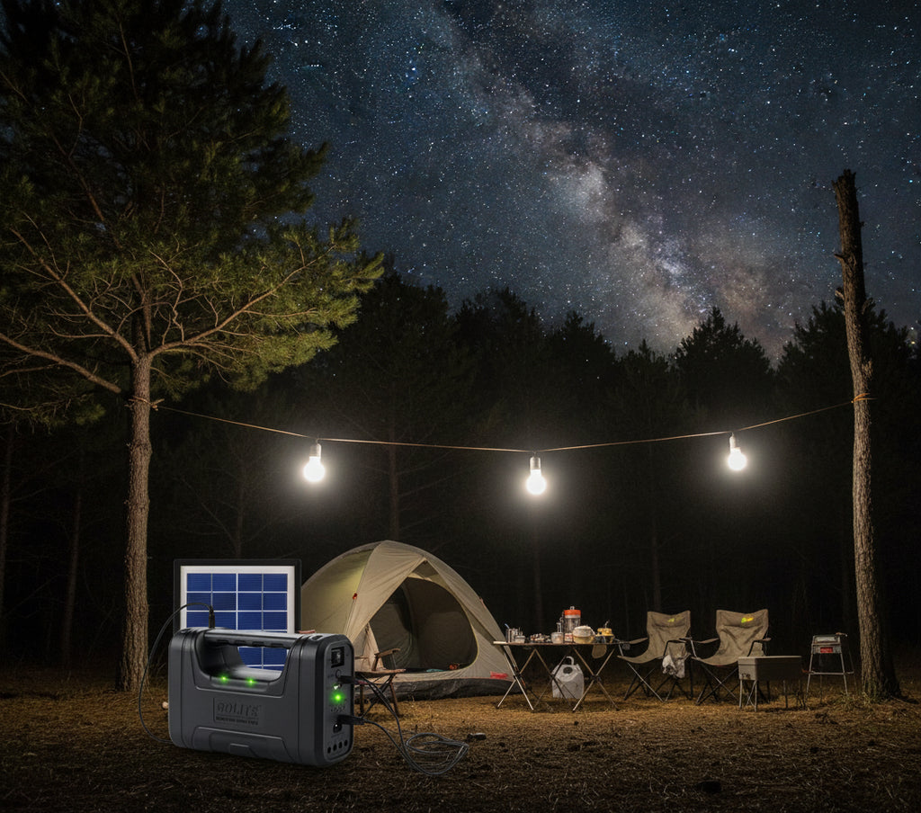 Kit solar portabil GD-Light 8017 Plus cu lanterna, 3 LED-uri externe si port USB