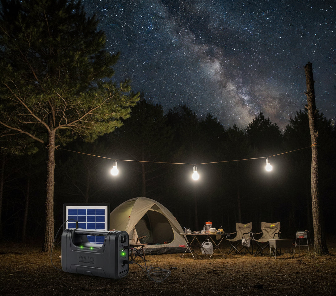 Kit solar portabil GD-Light 8017 Plus cu lanterna, 3 LED-uri externe si port USB