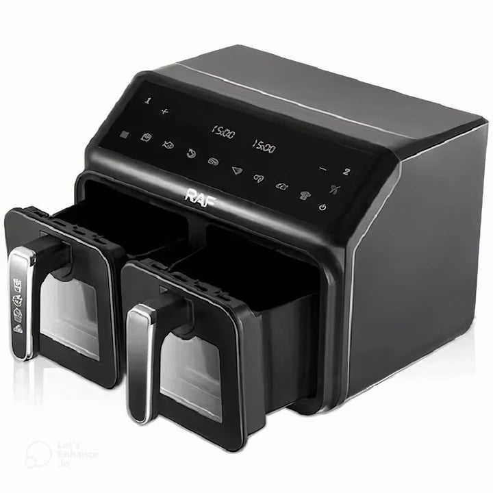 Airfryer Dublu Leihmann - Capacitate 10L, 3000W - Smart Sensing, cu Cantarire Inteligenta + 100 Hartii Copt Cadou