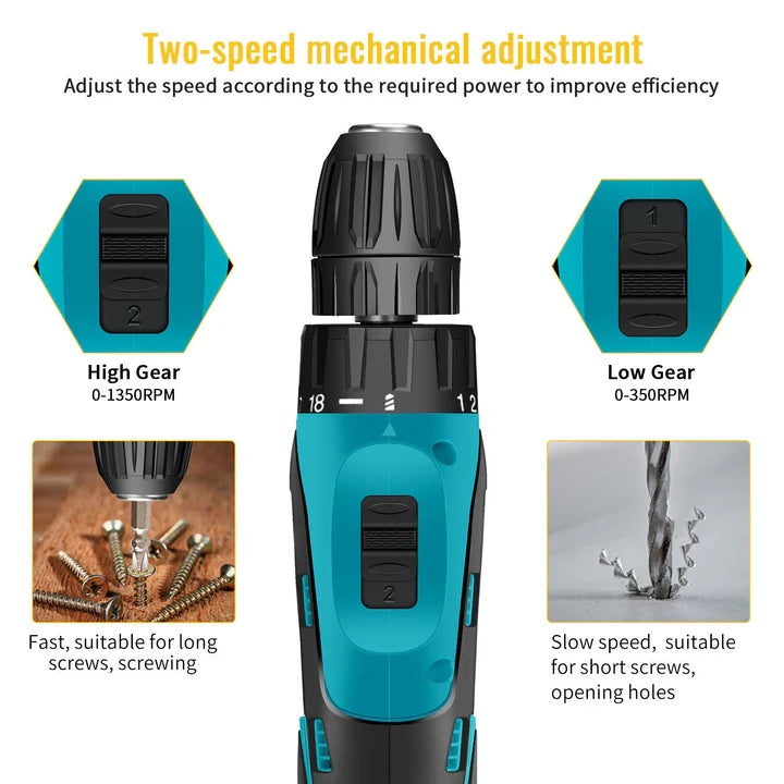 Set Bormasina Electrica 12V, 24 Accesorii 1400 RPM + 2 Acumulatori