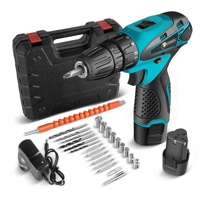 Set Bormasina Electrica 12V, 24 Accesorii 1400 RPM + 2 Acumulatori