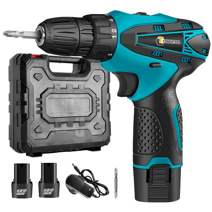 Set Bormasina Electrica 12V, 24 Accesorii 1400 RPM + 2 Acumulatori