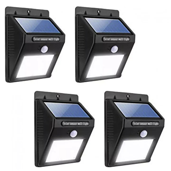Kit 4 Lampi LED Solare cu Senzor Miscare si Lumina, 30 LED, 6000K, IP Exterior